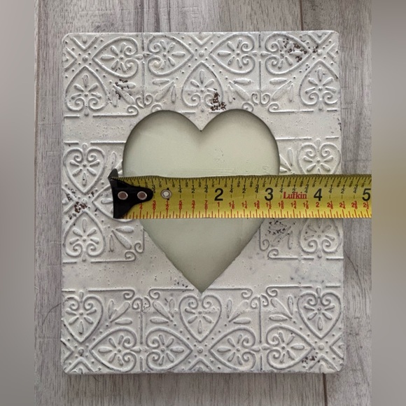 Pottery Barn Silver Beaded Heart Picture Frame & Cream Color Heart Metal Frame - Picture 8 of 9